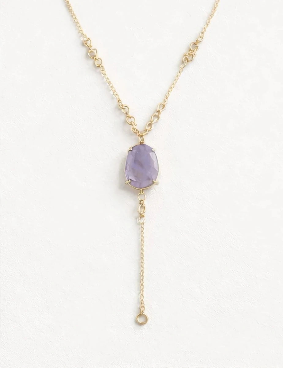Violet Drop Pendant Necklace – Gold - ELLY