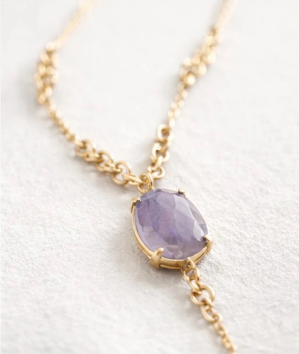 Violet Drop Pendant Necklace – Gold - ELLY