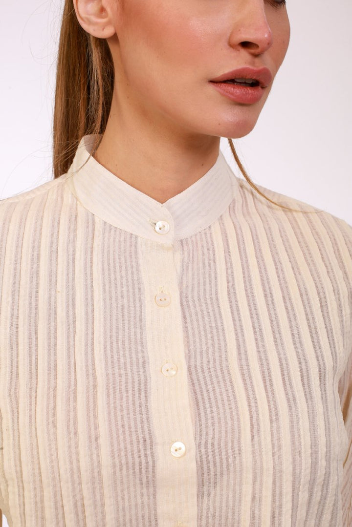 Whispering Sands Pintuck Cotton Shirt - ELLY