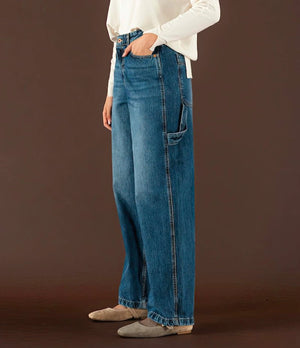 Wide - Leg Frayed Hem Jeans - ELLY