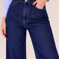 Wide - Leg High - Rise Dark Denim Jeans - ELLY