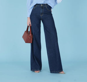 Wide - Leg High - Rise Dark Denim Jeans - ELLY