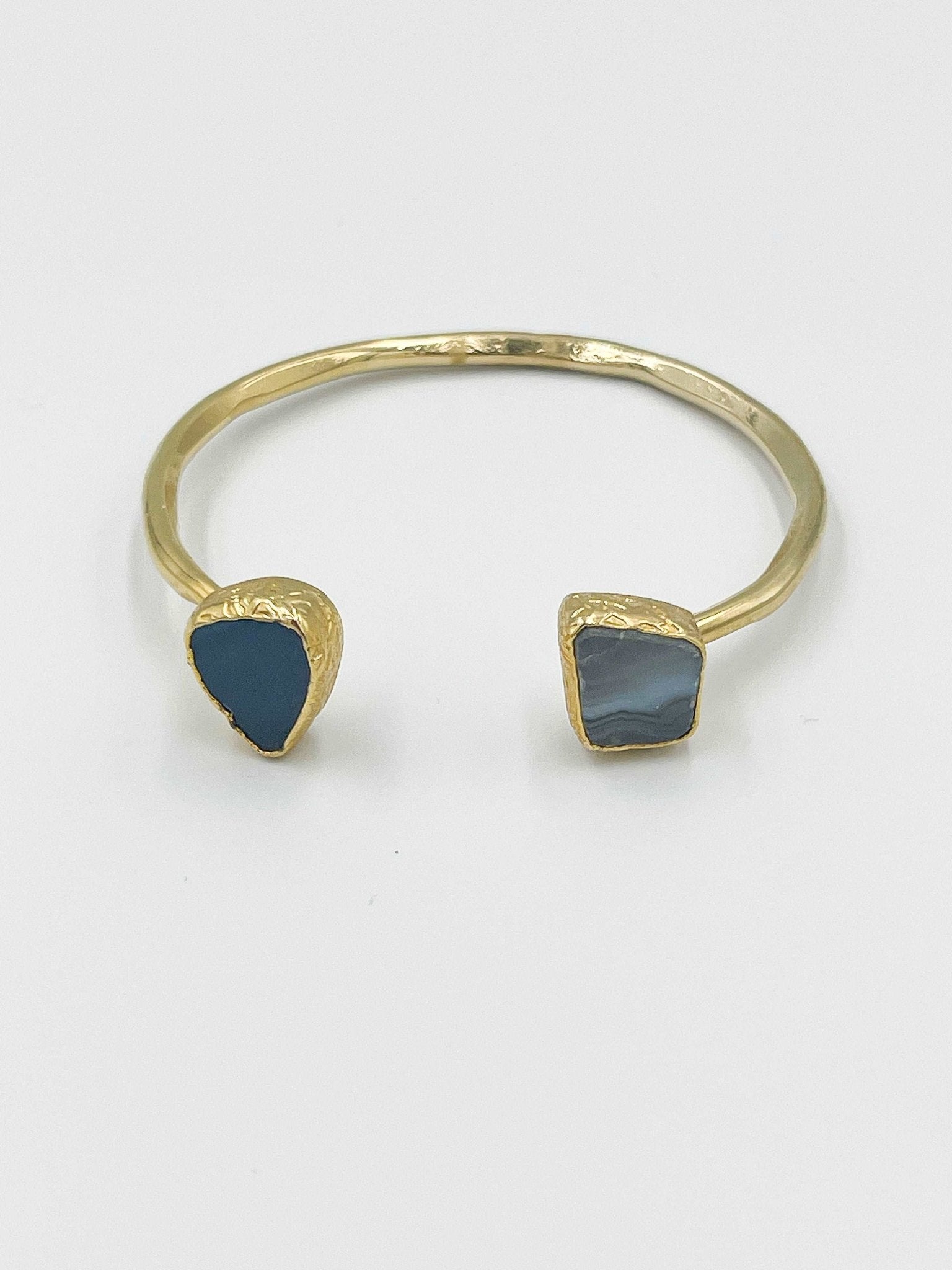 18 karat gold plated brass bracelet featuring a stunning agate stone - ELLY