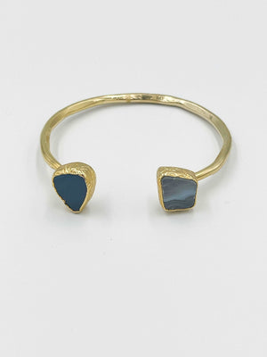 18 karat gold plated brass bracelet featuring a stunning agate stone - ELLY