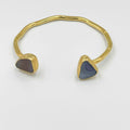 18 karat gold plated brass bracelet featuring a stunning agate stone - ELLY