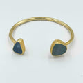 18 karat gold plated brass bracelet featuring a stunning agate stone - ELLY