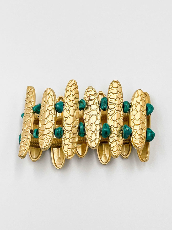 18 Karat gold plated brass bracelet with turquoise stone - ELLY