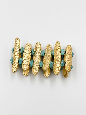 18 Karat gold plated brass bracelet with turquoise stone - ELLY