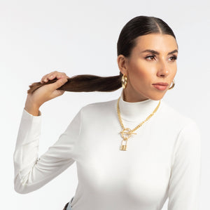 18 Karat Gold Plated Brass Necklace with Lock - ELLY