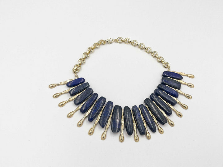 18 karat gold plated brass necklace with purple sodalite stones - ELLY
