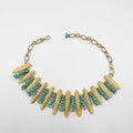 18 Karat gold plated brass necklace with turquoise stone - ELLY