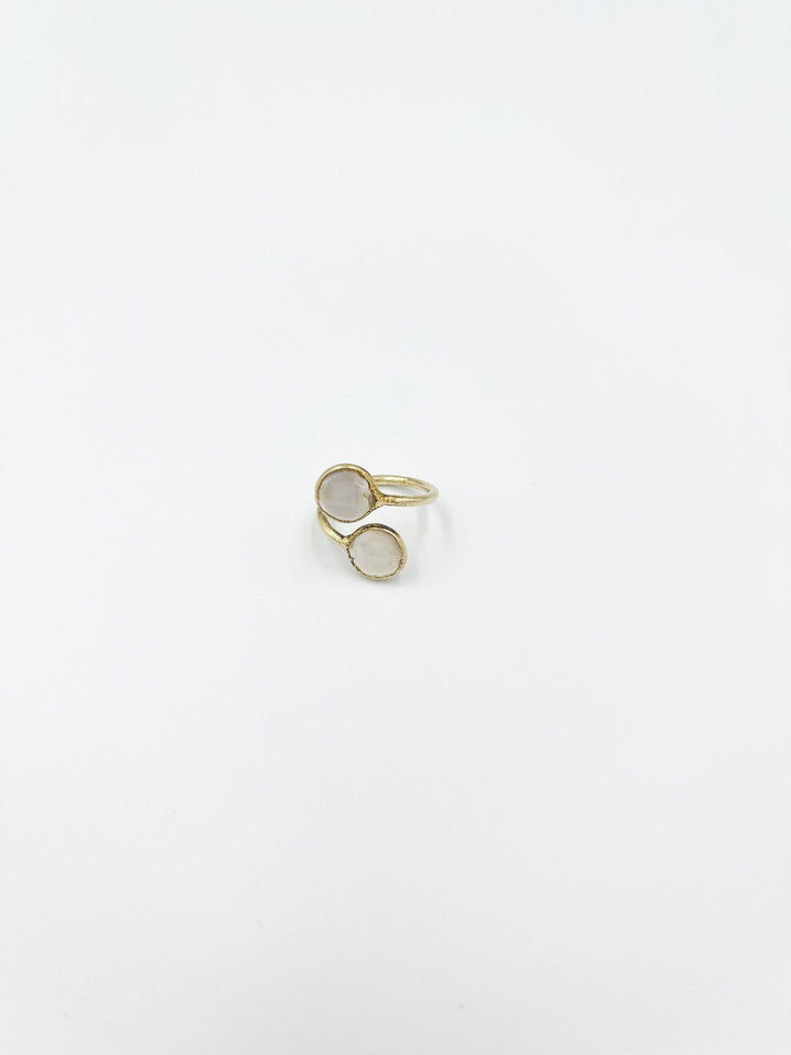 18 karat gold plated brass ring featuring a striking baroque stone - ELLY