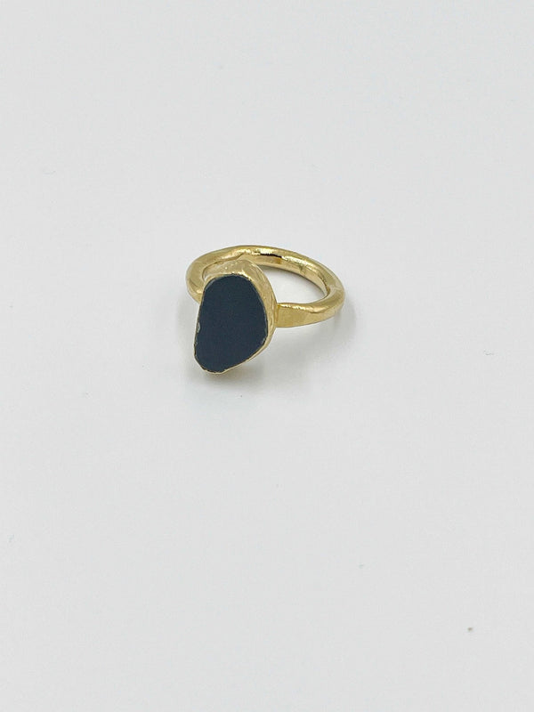 18 karat gold plated brass ring featuring a stunning agate stone - ELLY