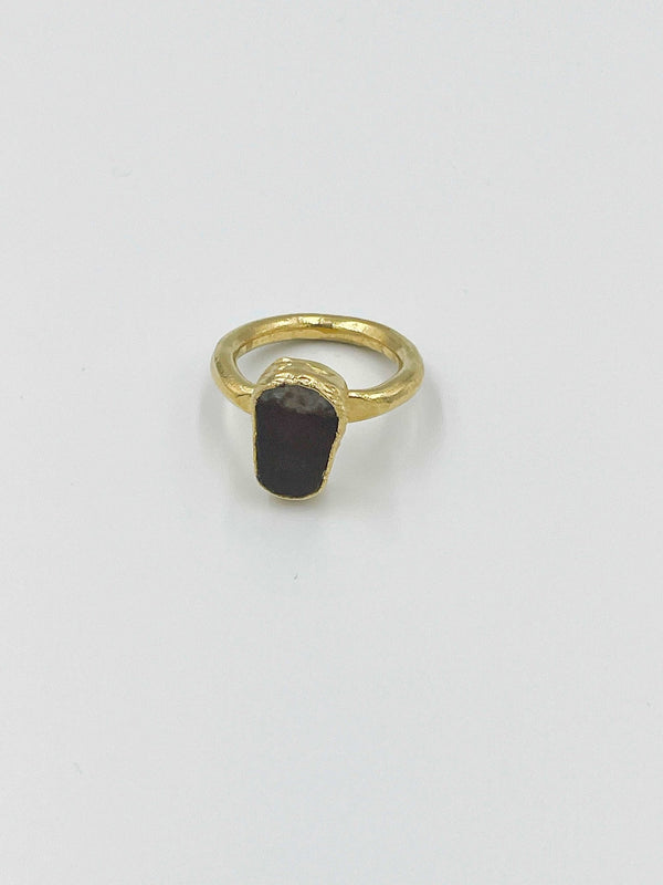 18 karat gold plated brass ring featuring a stunning agate stone - ELLY