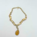 18 karat gold plated necklace featuring a striking agate stone pendant - ELLY