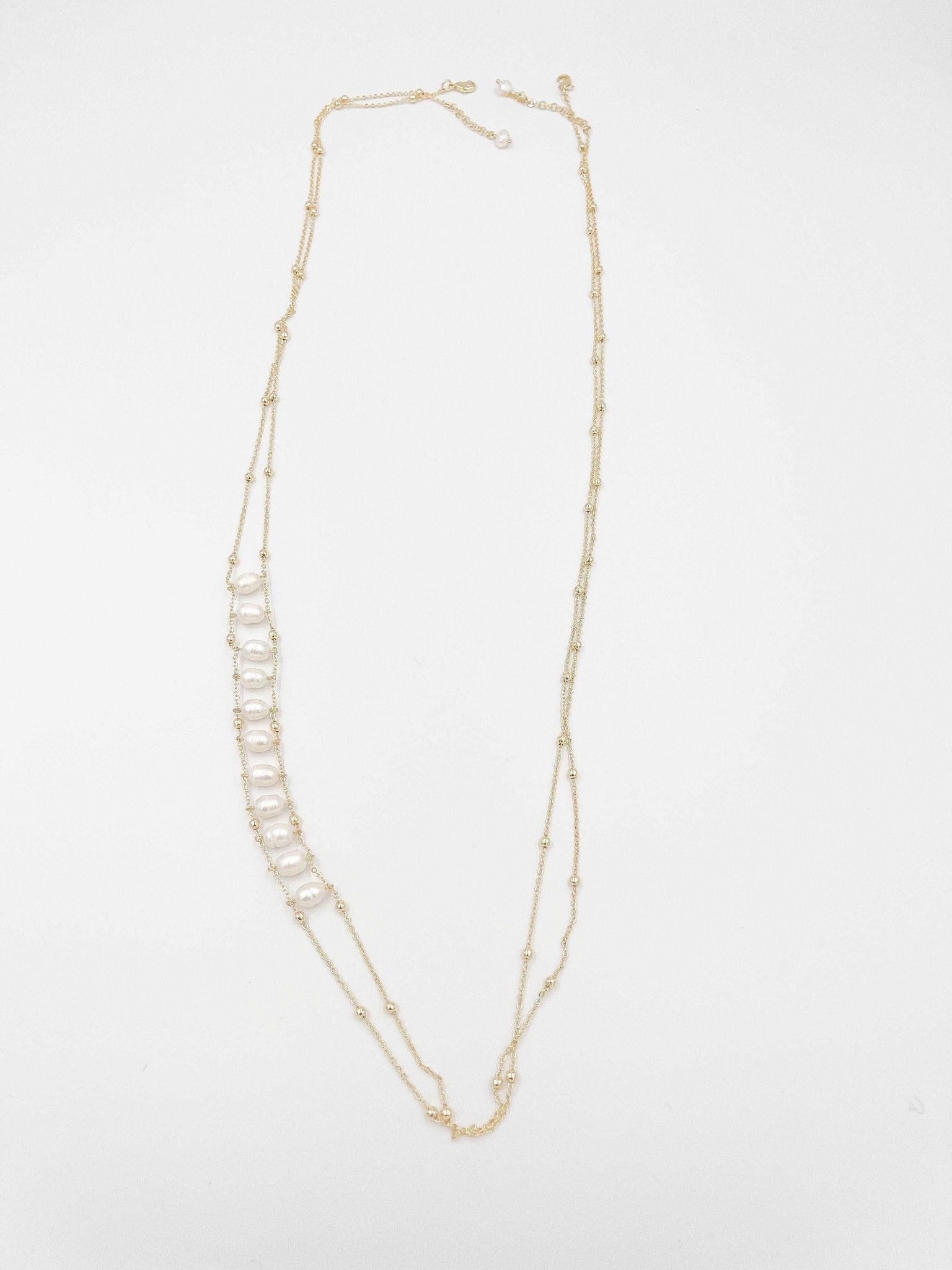 18k gold-plated necklace with mother of pearl ornaments - ELLY