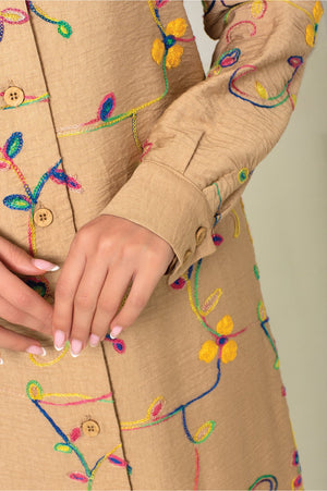 Beige Linen Dress - ELLY