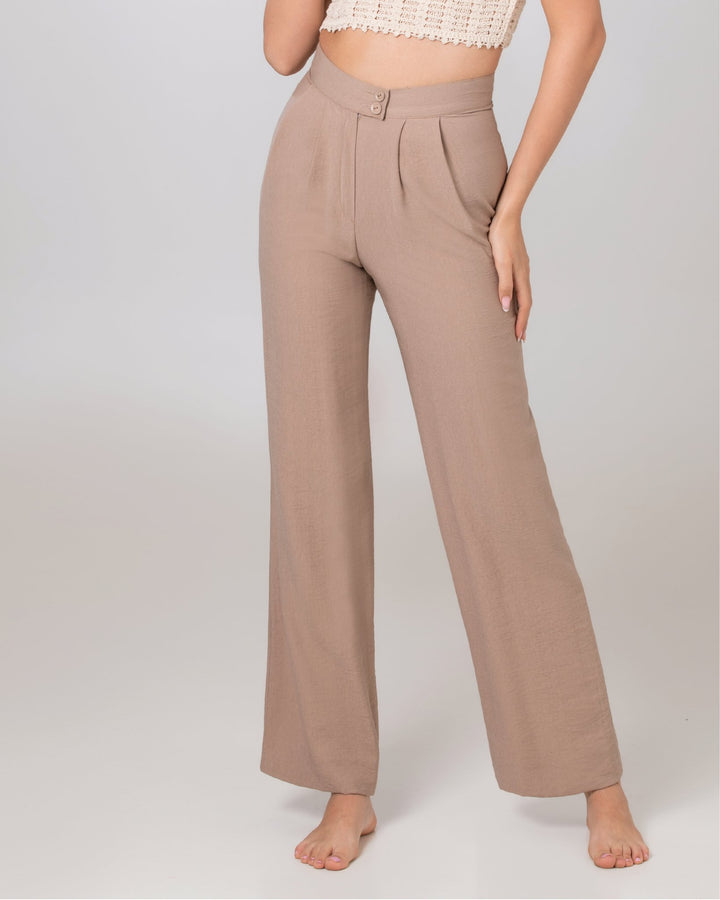 Beige Linen Pants - ELLY