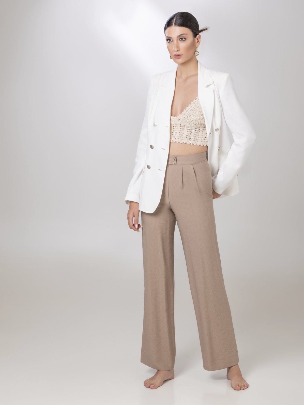 Beige Linen Pants - ELLY