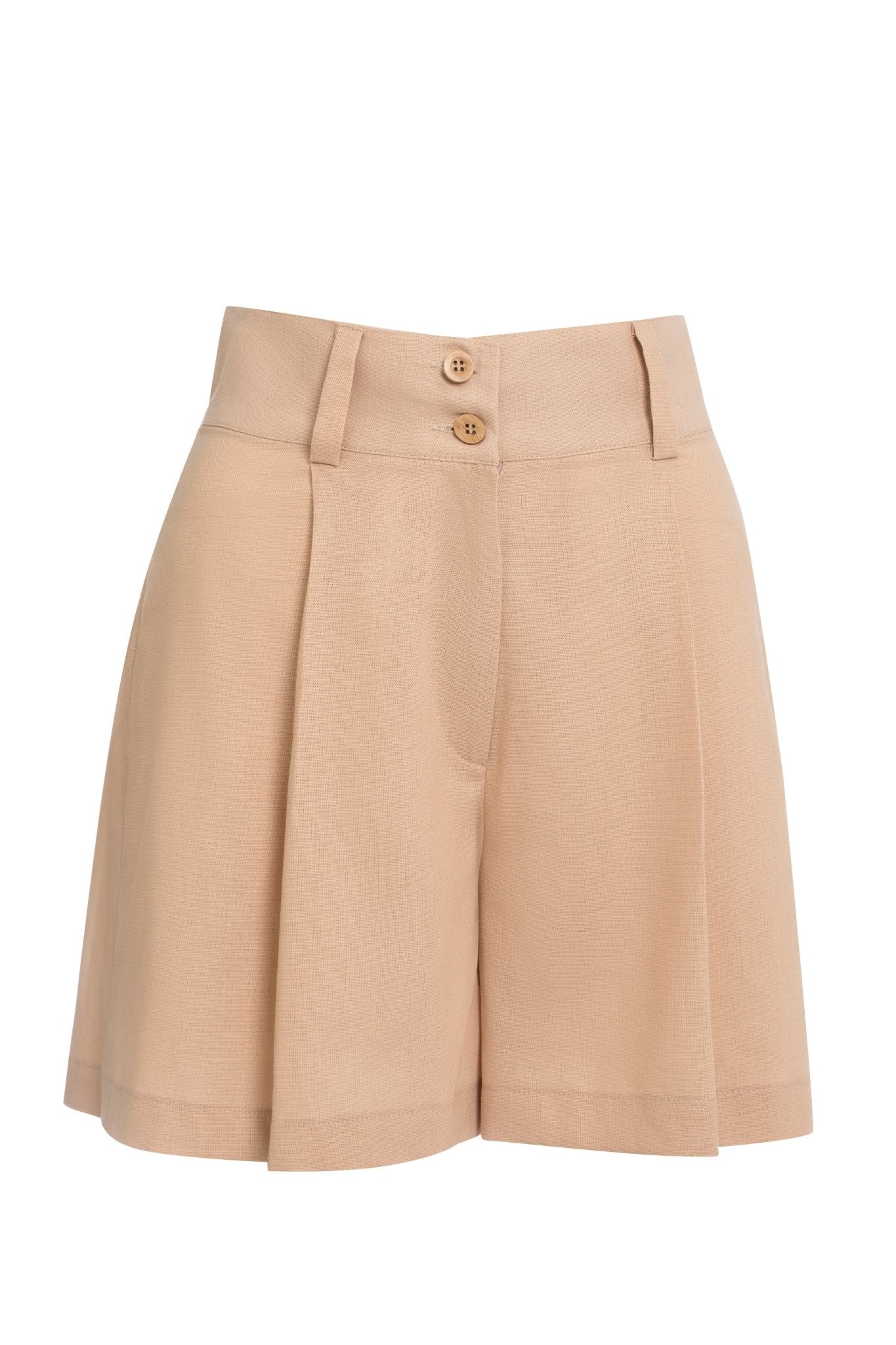 Beige Linen Shorts - ELLY