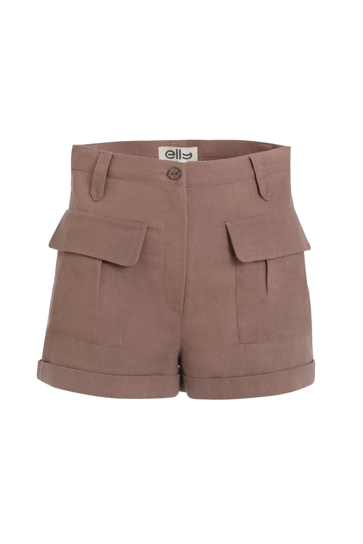 Beige Linen Shorts - ELLY