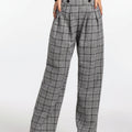 Black and White Plaid High Waisted Pleated Pants - ELLY