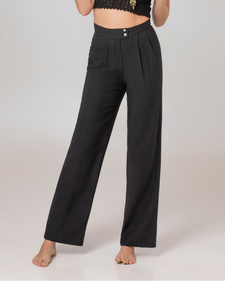 Black Linen Pants - ELLY