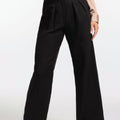 Black Wide-Leg Pleated Pants - ELLY