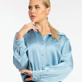 Blue Classic Satin Shirt - ELLY