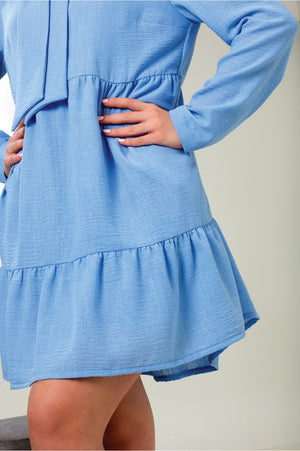 Blue Linen Dress - ELLY