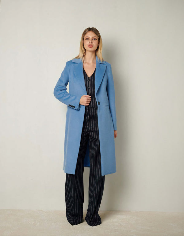 Blue Long Coat - ELLY