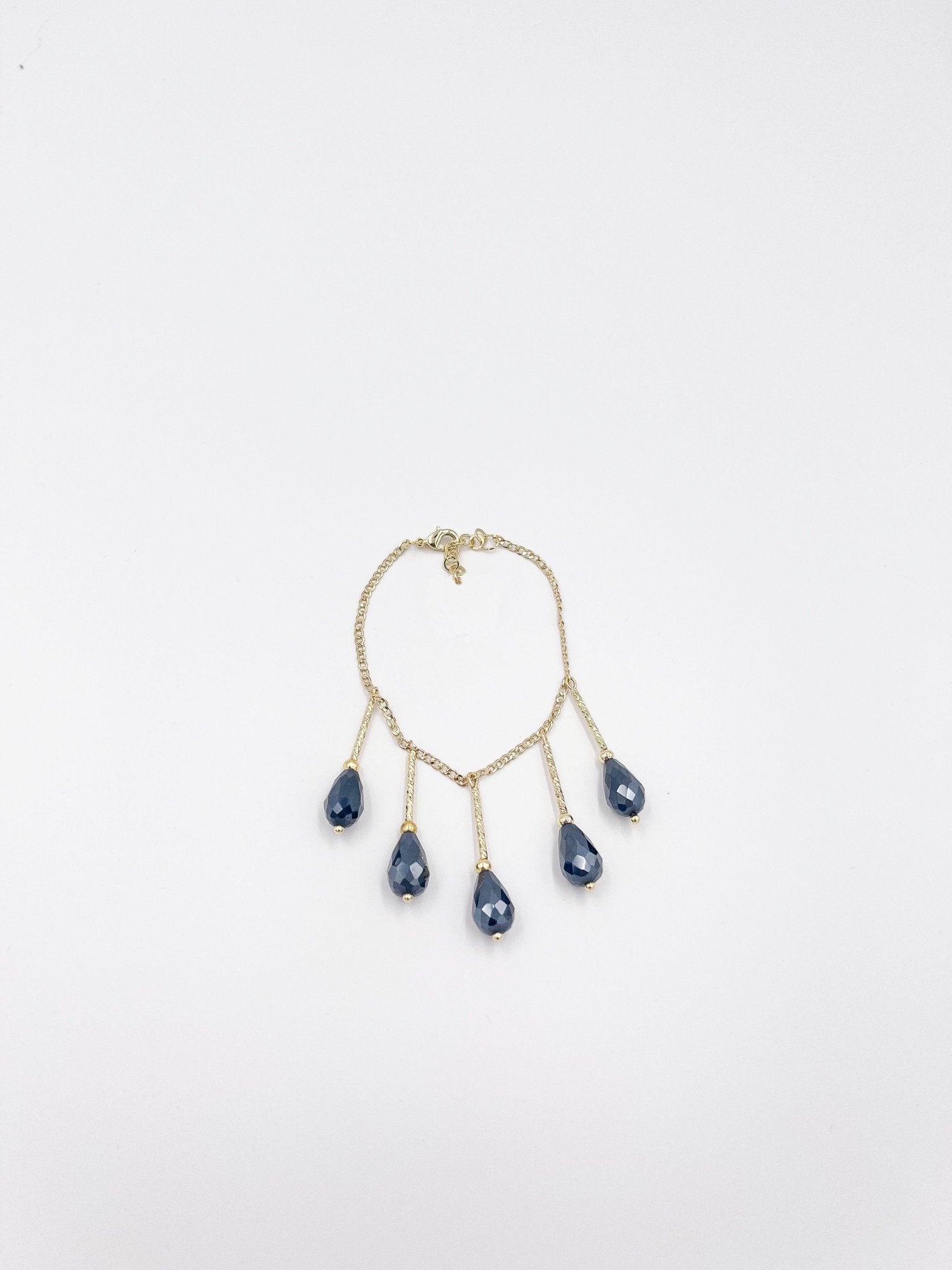 Blue Preciosa Czech Crystal 18 Karat Gold-Plated Brass Bracelet - ELLY