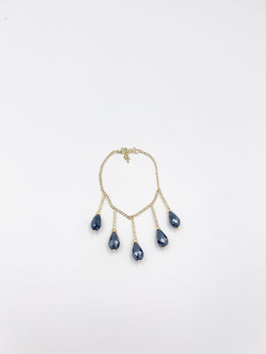 Blue Preciosa Czech Crystal 18 Karat Gold-Plated Brass Bracelet - ELLY