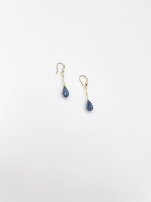 Blue Preciosa Czech Crystal 18 Karat Gold-Plated Brass Earrings - ELLY