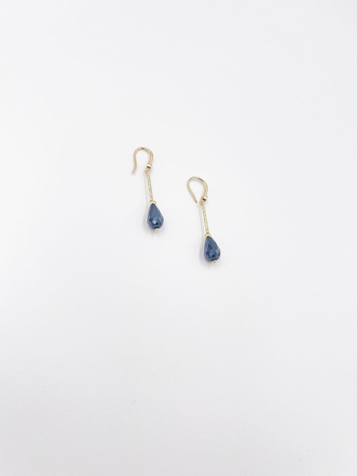 Blue Preciosa Czech Crystal 18 Karat Gold-Plated Brass Earrings - ELLY