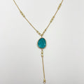 Blue Zircon Stone Adorned 18-Karat Gold-Plated Chain Necklace - ELLY