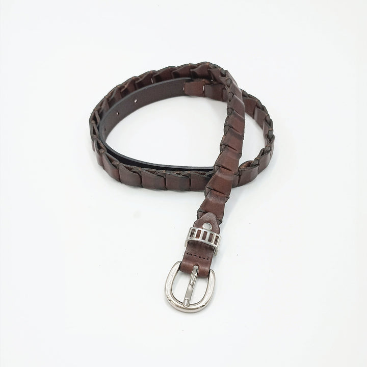 Braided Leather Belt in Tan with Golden Sheen - ELLY
