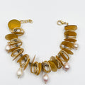 Exquisite Gold Leaf Bracelet Featuring Baroque Pearls - ELLY