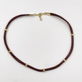 Genuine leather choker, fastened with an 18-karat gold-plated brass buckle - ELLY