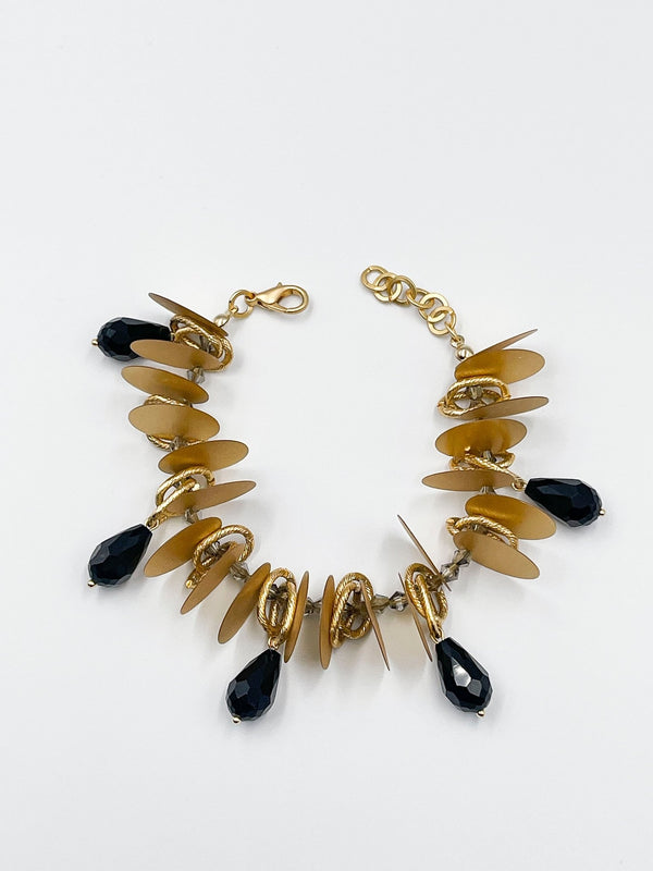 Gold Leaf Bracelet Featuring Preciosa Czech Crystals - ELLY