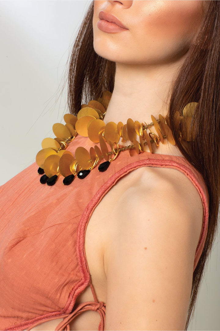 Gold Leaf Bracelet Featuring Preciosa Czech Crystals - ELLY