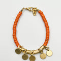 Gold plated 18 karat lab colored stone bracelet - ELLY