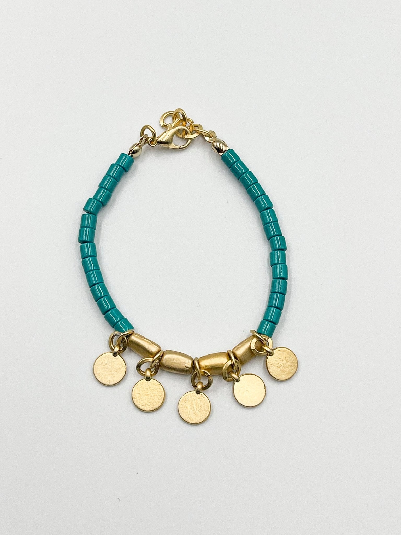 Gold plated 18 karat lab colored stone bracelet - ELLY
