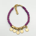 Gold plated 18 karat lab colored stone bracelet - ELLY