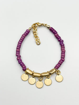 Gold plated 18 karat lab colored stone bracelet - ELLY