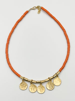 Gold plated 18 karat lab colored stone necklace - ELLY