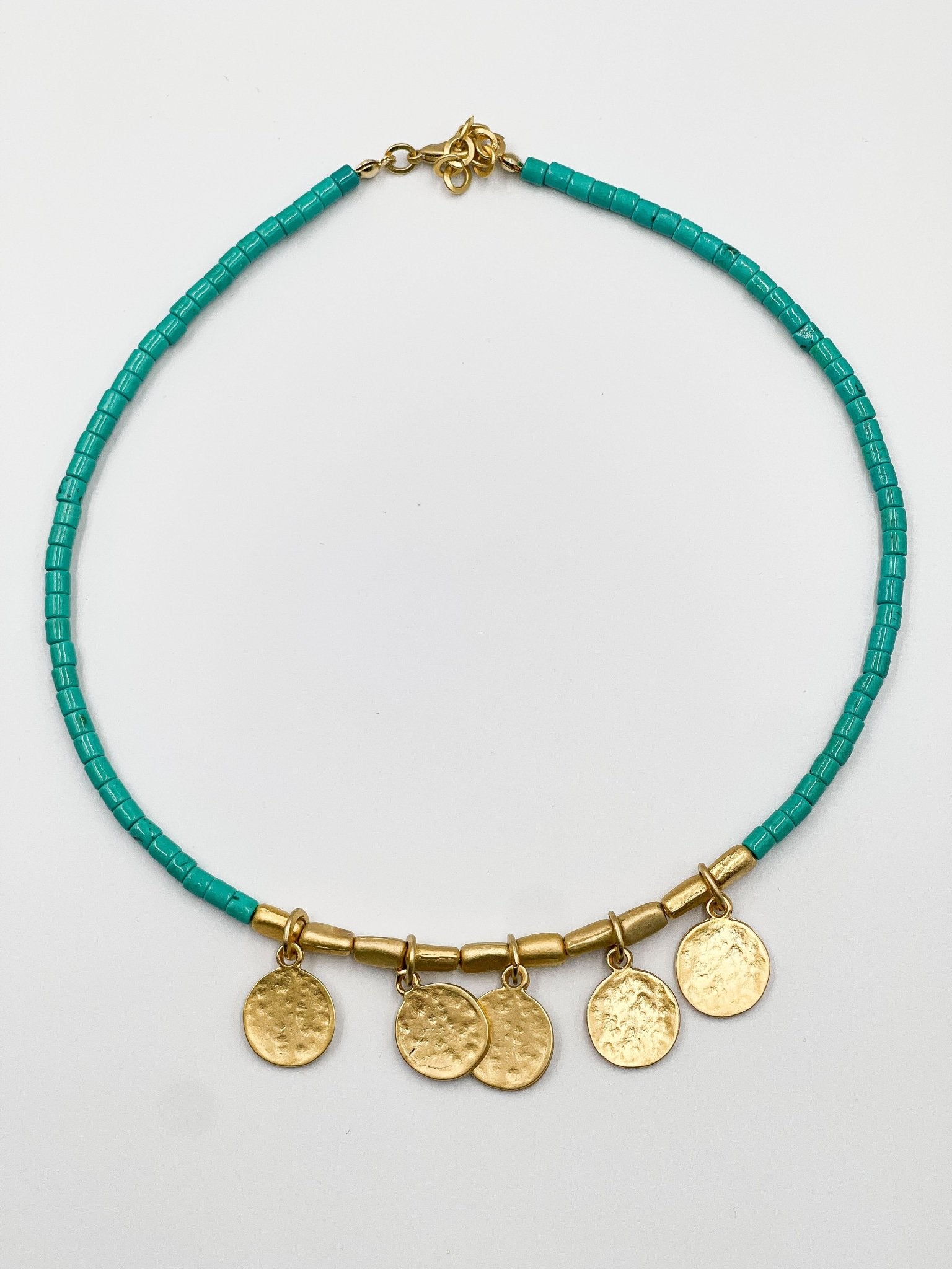 Gold plated 18 karat lab colored stone necklace - ELLY