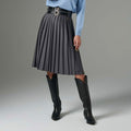 Gray Pleated Double Waist Skirt - ELLY