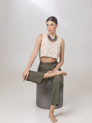 Green Linen Pants - ELLY