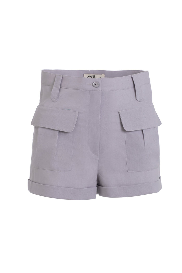 Grey Linen Shorts - ELLY